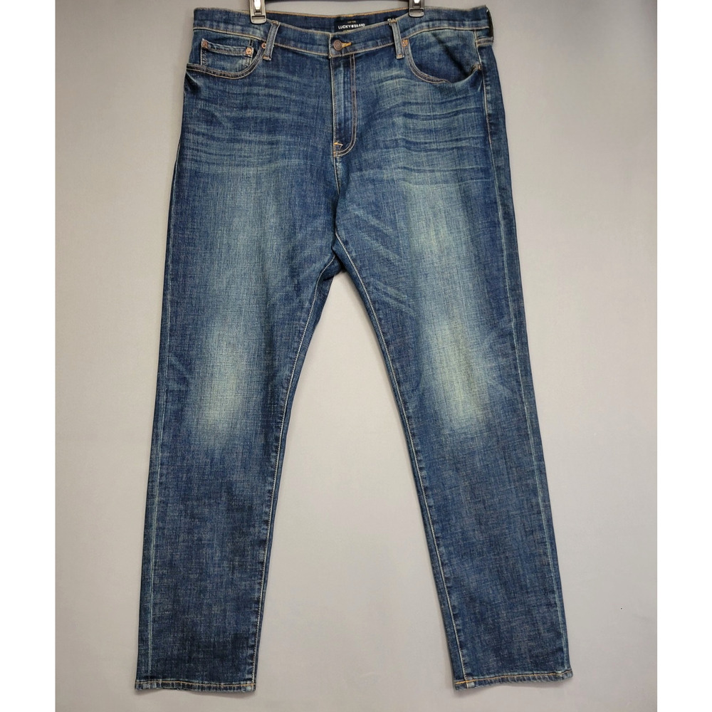 Lucky Brand 410 Athletic Slim Straight Jeans Mens 40 Blue Denim Pockets